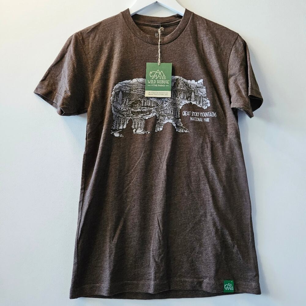 Wild Tribute Men's Great Smoky Mountains Brown Short Sleeve Shirt XS
